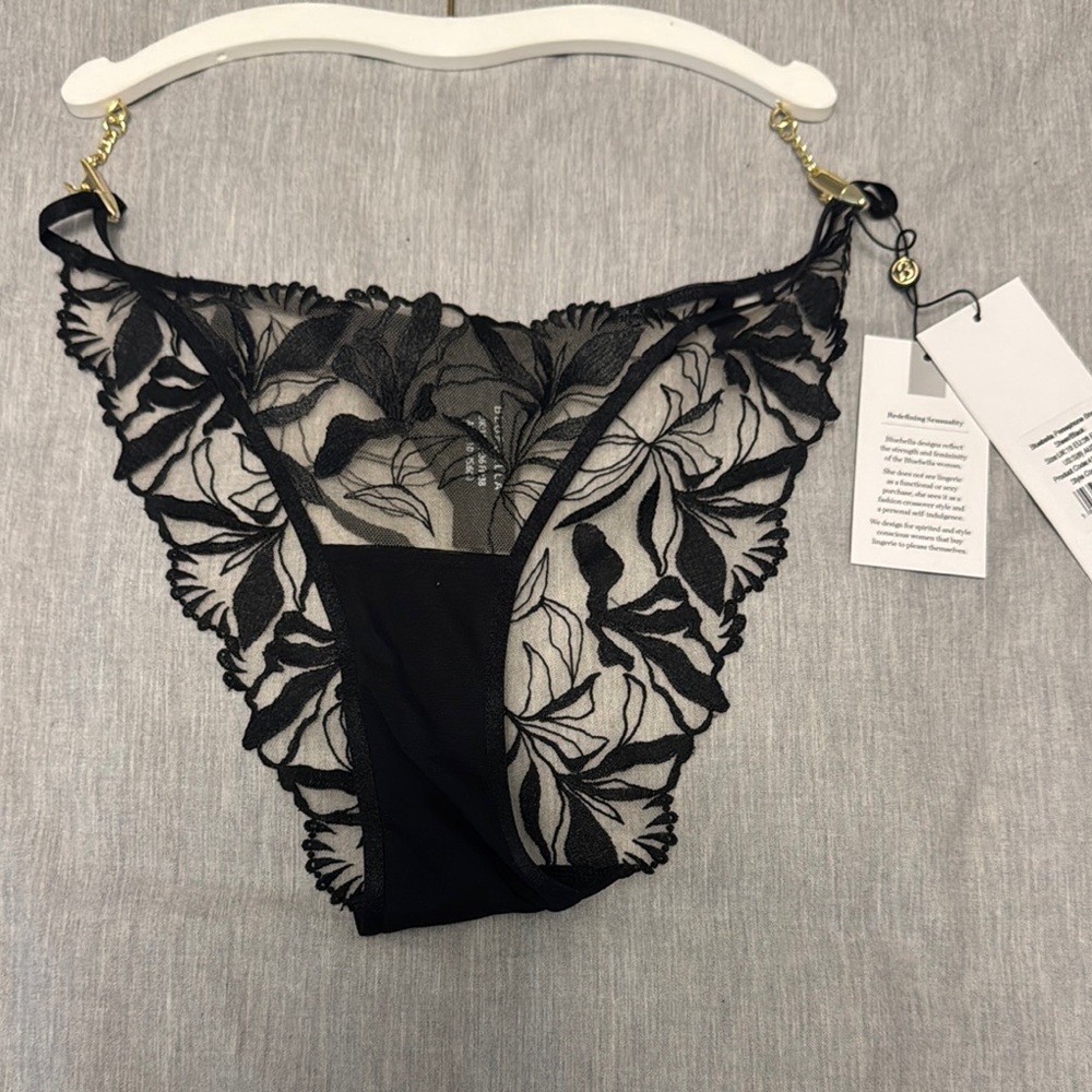 Bluebella Black Lace Panties with Floral Design